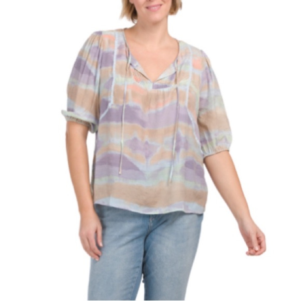 Zac & Rachel Plus Printed Slub Top